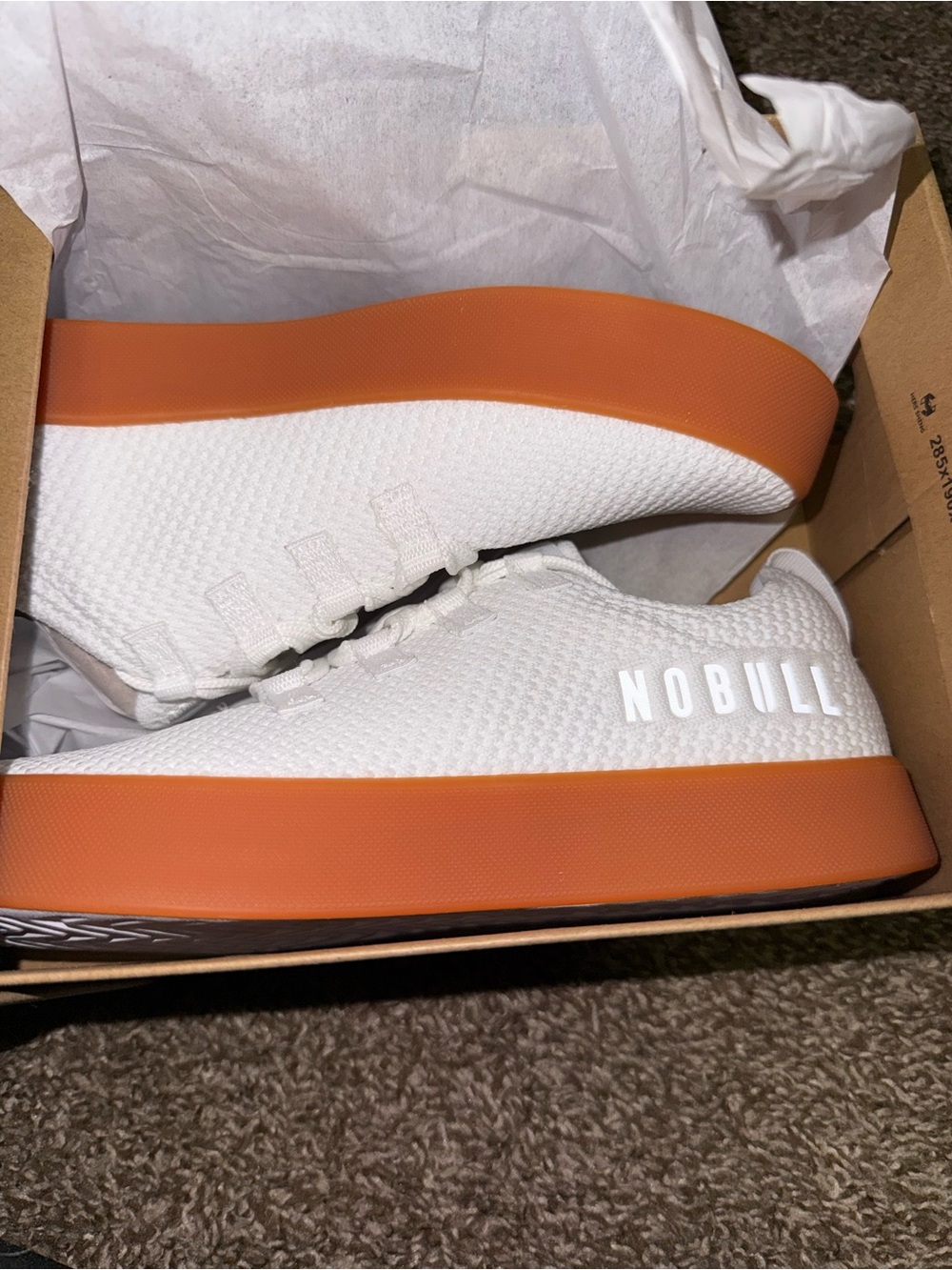 NOBULL White Knit Sneakers with Orange Platform Sole